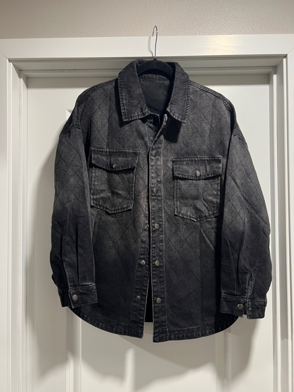 Women’s Quilted Pattern Denim Jacket - Black Size S NWOT